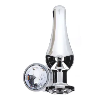 Analplug Diamond Bum Bijou mit Stein Klein Silber 7 x Ø 1,2 cm