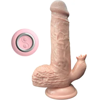 Realistischer Stoß-Vibrator mit Zungenstimulator Natur 22 x 4 cm