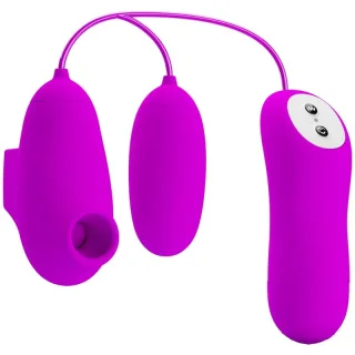 Vibro-Ei Set mit zwei Eiern und Saugaufsatz Lila