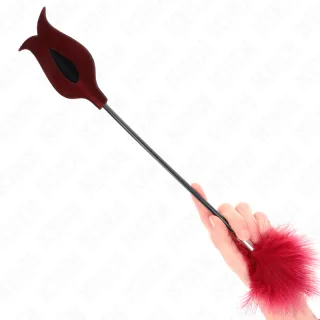 Fetisch-Toy KINK Federkitzler mit Federn und Blattklatsche Rot