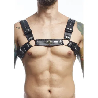 Harness für den Oberkörper aus Leder mit Gürtel Schwarz Einheitsgröße