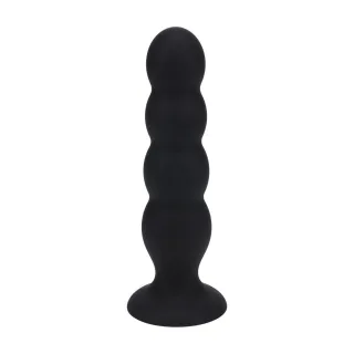 Analplug aus Silikon mit vier Rasselkugeln Schwarz XL
