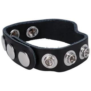 Penisring Leder mit 5 Druckknöpfen Schwarz 6,5 x Ø 6,5 cm