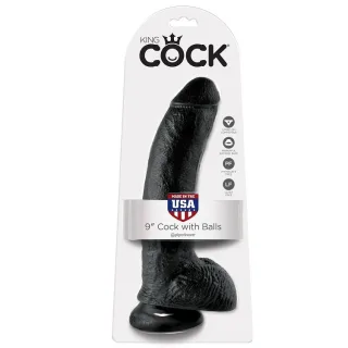 Dildo Schwarz mit Hoden 22,9 cm