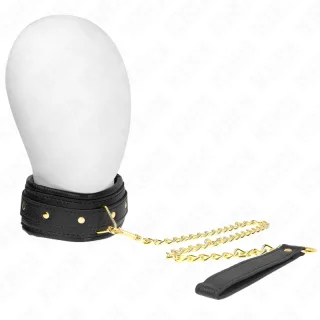 Fetisch-Toy KINK Halsband mit goldenen Beschlägen Schwarz 54 cm