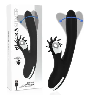 Rabbit-Vibrator Black&Silver Bunny Grimm Wave Schwarz 24 x 3,5 cm