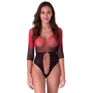 Body Passion Woman mit Farbverlauf und Schnürung Schwarz-Rot Einheitsgröße