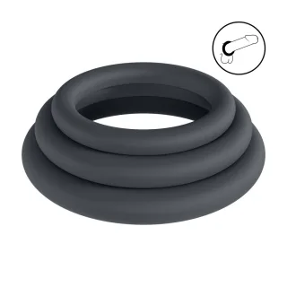 Penisring-Set Silikon 3-teilig XS/S/M Schwarz 3,7 x Ø 3,7 cm