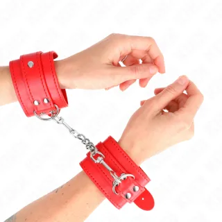 Fetisch-Toy KINK Handfesseln einfach mit Kette Rot 23 cm