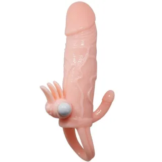 Penishülle Brave Man mit Klitoris- und Analstimulation Natur 14,7 x 3,7 cm