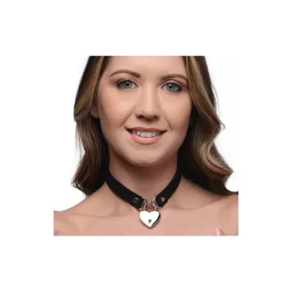 Choker Lock-It mit Herzschloss und Schlüssel Schwarz