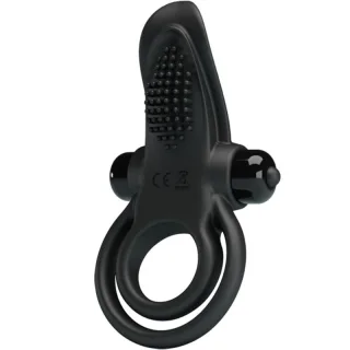 Penisring Doppelring mit Reizpad und 10 Modi Schwarz 11,3 x 5,6 cm