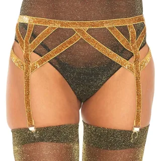 Strapsgürtel Lurex mit Beinriemen Gold
