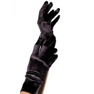 Handschuhe Satin kurz Schwarz