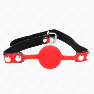 Ballknebel Silikonball Modell 2 Rot mit Leopardenmuster 60 x 4 cm