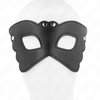 Augenmaske Kunstleder Schmetterlingsform Schwarz 9 cm