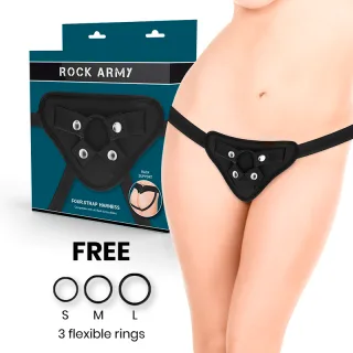 Strap-on Harness mit drei Ringen Schwarz