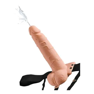 Strap-on Hollow Squirting mit Hoden Karamell 19,1 x 4,8 cm