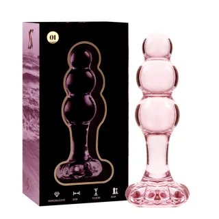 Analplug Nebula Modell 1 aus Glas Rosa 10,5 x 3 cm