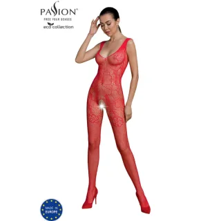 Bodystocking Passion Woman Eco Collection mit Blütenspitze Rot Einheitsgröße