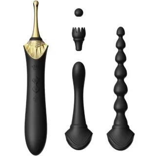 Vibrator Bess 2 mit vier Aufsätzen Schwarz 21,9 x 3,18 cm