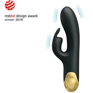 Rabbit-Vibrator Double Pleasure mit Zinkgriff und 7 Modi Schwarz
