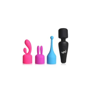 Massagestab Mini mit 3 Aufsätzen Schwarz