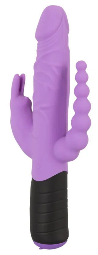 Triple Rabbitvibrator mit Analkette, Eichel und Äderung You2Toys Lila