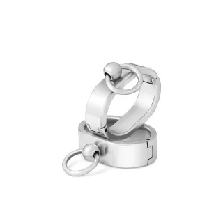 Ovale BDSM Handschellen, Handfesseln mit O-Ring, aus geb?rstetem Edelstahl 60 mm