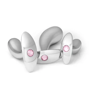 Standhafter Analplug aus Aluminium mit sanftem rosa Schmuckstein Gr??e L