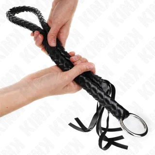 Fetisch-Toy KINK Peitsche als Schlangenpeitsche mit Handring Schwarz 65 cm