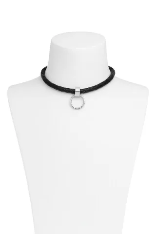 Designer- Lederhalsband BDSM, mit O-Ring 110 mm passend f?r Halsumfang bis 34,5 cm