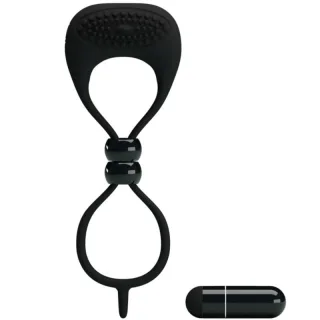 Penisring Doppelring verstellbar mit Noppenpad Schwarz