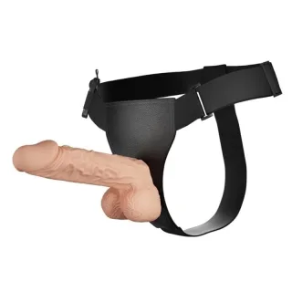 Strap-on Geschirr mit Vibration groß Natur 24 cm