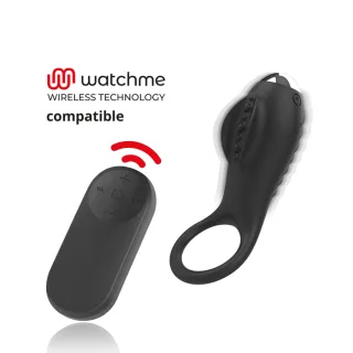 Penisring Brilly Glam Alan mit Vibration und Watchme-Fernbedienung Schwarz Ø 3 cm