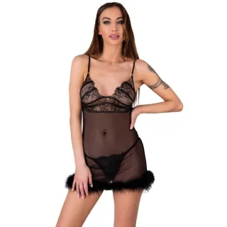 Babydoll-Set Zerunam mit String Schwarz