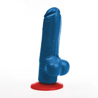 Realistischer Dildo Tyr M mit Hoden Blau 13 x Ø 5 cm