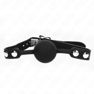 Fetisch-Toy KINK Knebel mit massivem Ball abschließbar Schwarz 4 cm