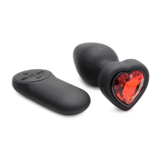 Analplug Herz vibrierend Silikon mit Fernbedienung Rot 7,4 cm