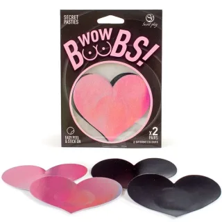 Nippelpasties Herzen Rosa und Schwarz Zwei Paare