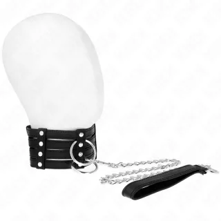 Fetisch-Toy KINK Halsband Sub-Style mit zwei Ringen Schwarz 51 x 7 cm