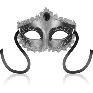 Maske Ohmama mit Spitzenrand und Strass Schwarz