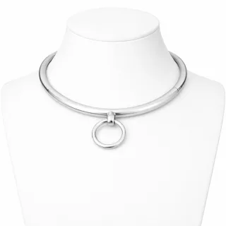 Schlichtes BDSM Halsband aus Edelstahl, mit O-Ring Innen ? 100 mm, Halsumfang bis 31,4 cm / Gewicht: ca. 230g