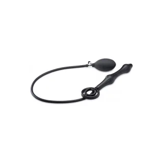 Analplug Master Series Devil's Rattle Aufblasbar mit Penis- und Hodenring Schwarz 16,5 cm