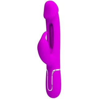Rabbit-Vibrator Dejon 3-in-1 mit Stoß- und Drehfunktion Fuchsia