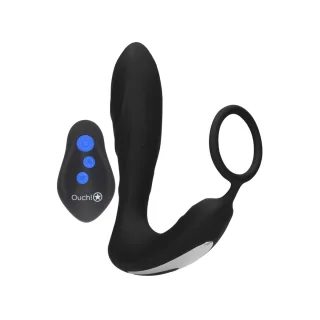 Analplug E-Stim mit Vibration und Penisring Schwarz 11,5 x Ø 3,3 cm