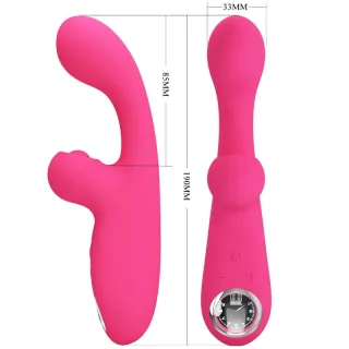 Rabbit-Vibrator Skylar mit gebogenem Schaft Rosa 19 x 3,3 cm