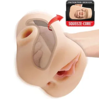 Masturbator PDX Plus Double Pounder mit Squeeze-Kern Natur 20,5 cm