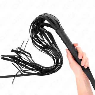 Fetisch-Toy KINK Peitsche als langer Flogger mit kurzem Griff Schwarz 70 cm