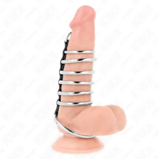 Penisringe Siebenerset Metall mit Lederband Schwarz Ø 3,2 cm